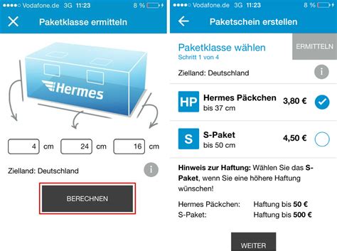 hermes app mobiler paketschein|Hermes paketpreise online.